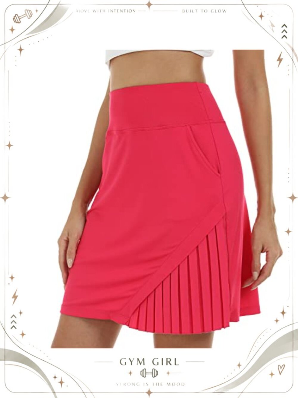 MoFiz Women's 20" Knee Length Golf Tennis Skort Pleated Built-in Shorts High